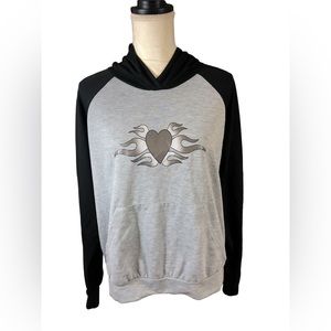 Romwe Flame Heart Hoodie Large Women’s
